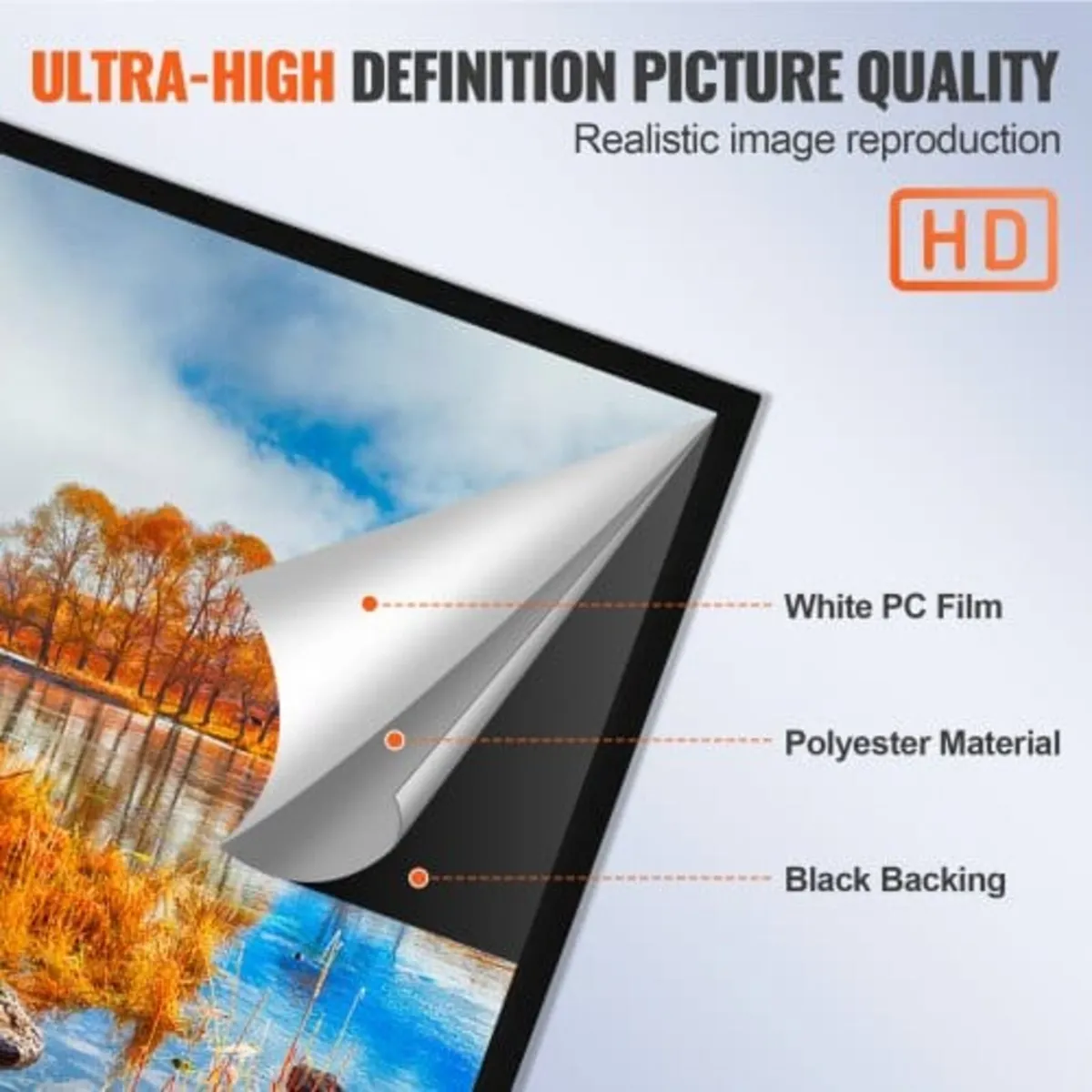 110Inch Diagonal Projector Screen 16:9 4K HD Proje - Image 4