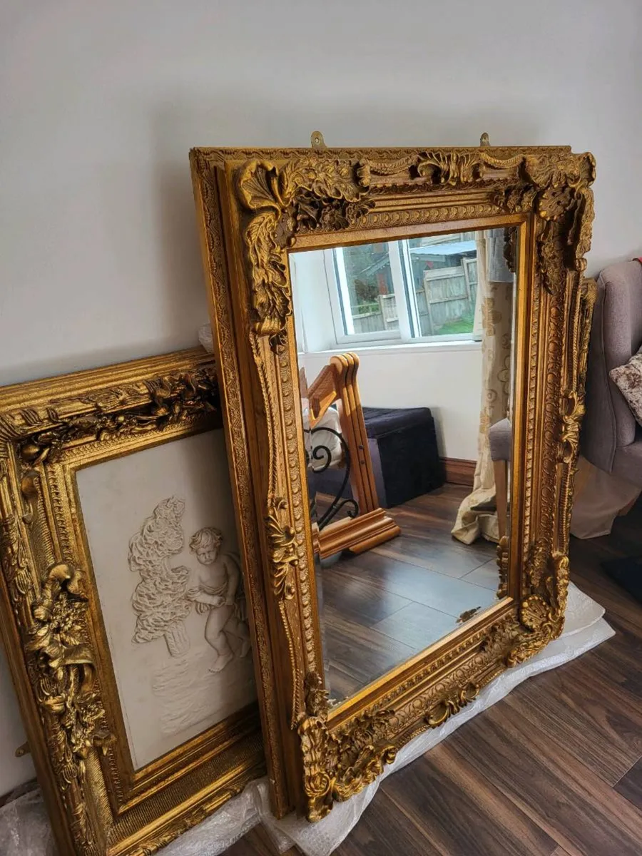 Gold antique style mirror - Image 2