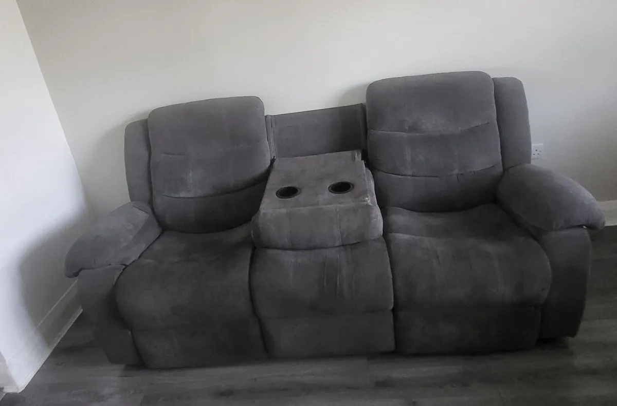 Recliner 3 & 2 seater couches - dark grey - Image 1