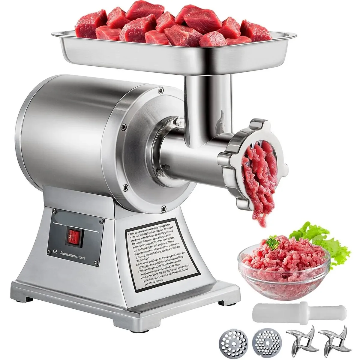 Meat Grinder 1100W High Capacity Stainless Steel - Image 1