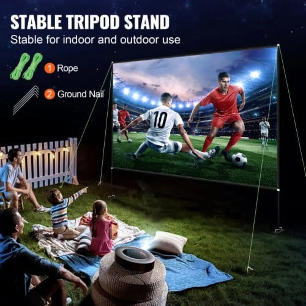 Outdoor Movie Screen w/ Stand, 381 cm Portable Mov - Image 4