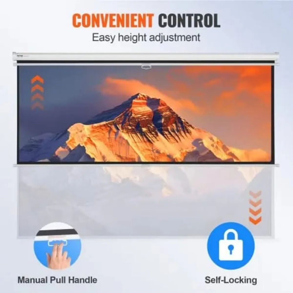 Manual Pull Down Projector Screen, 100 inch 16:9 4 - Image 3