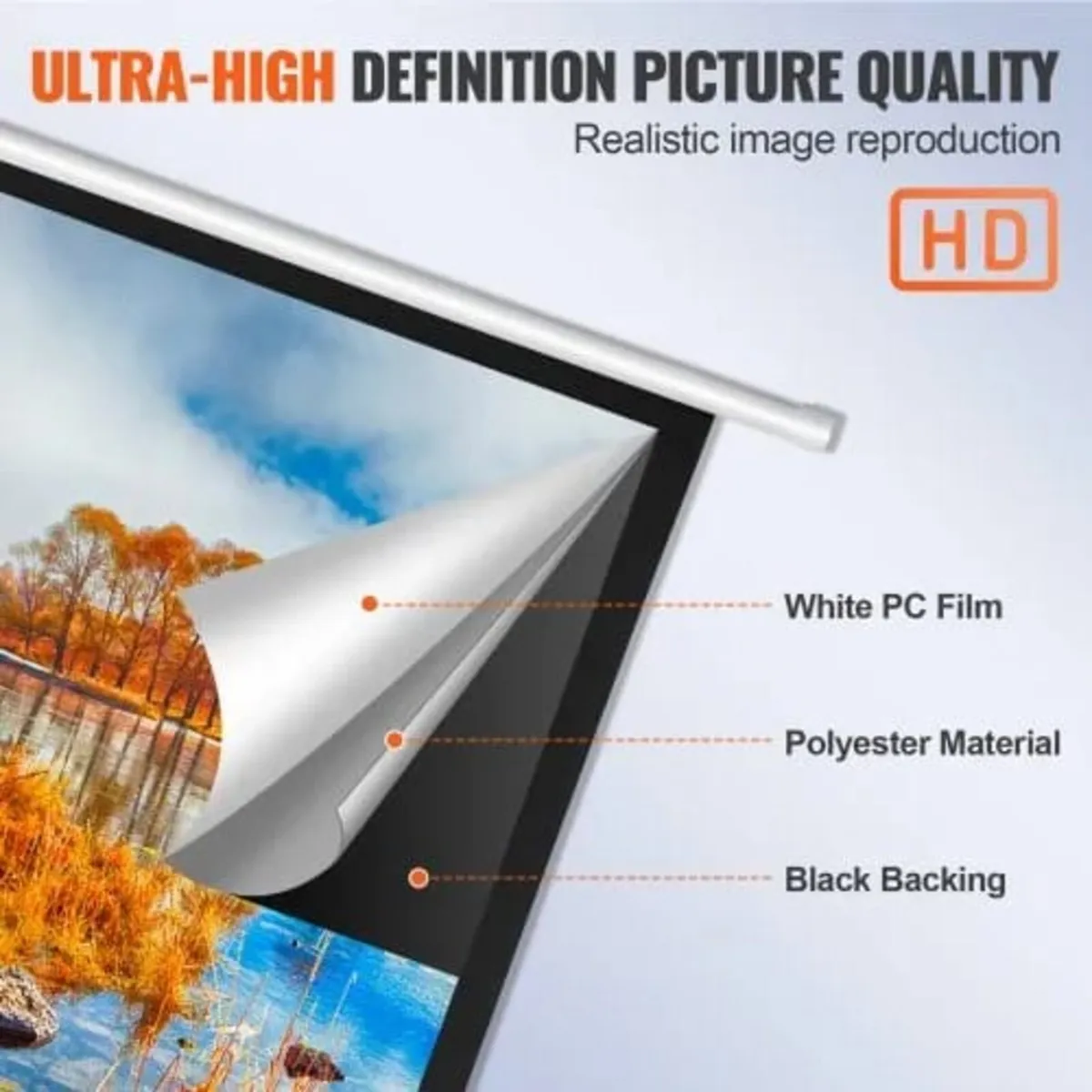 Manual Pull Down Projector Screen, 100 inch 16:9 4 - Image 4