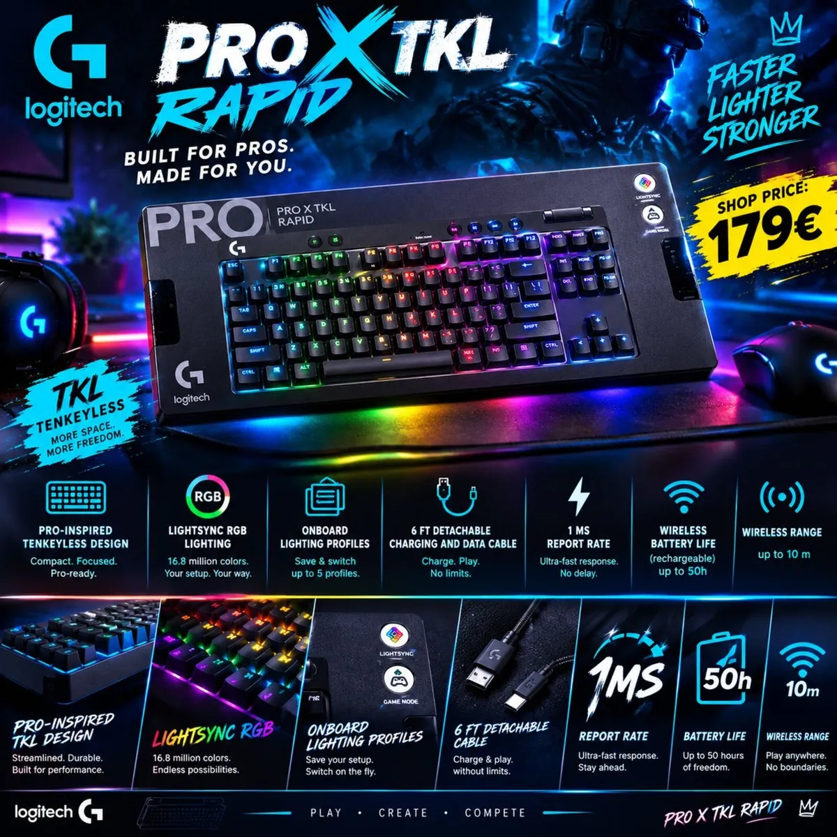NEW Logitech TKL Pro Mechanical Keyboard - Image 1