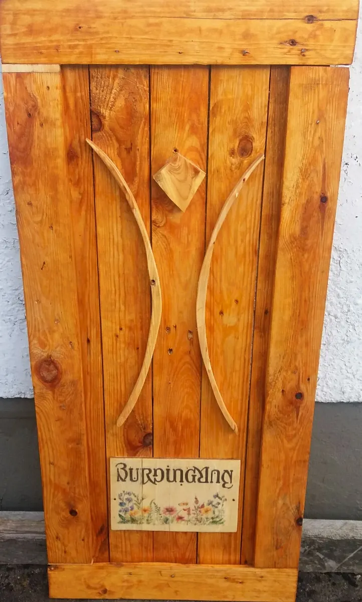 Rustic Burning Man Wood Art Wall Sign / Plaque - Image 1