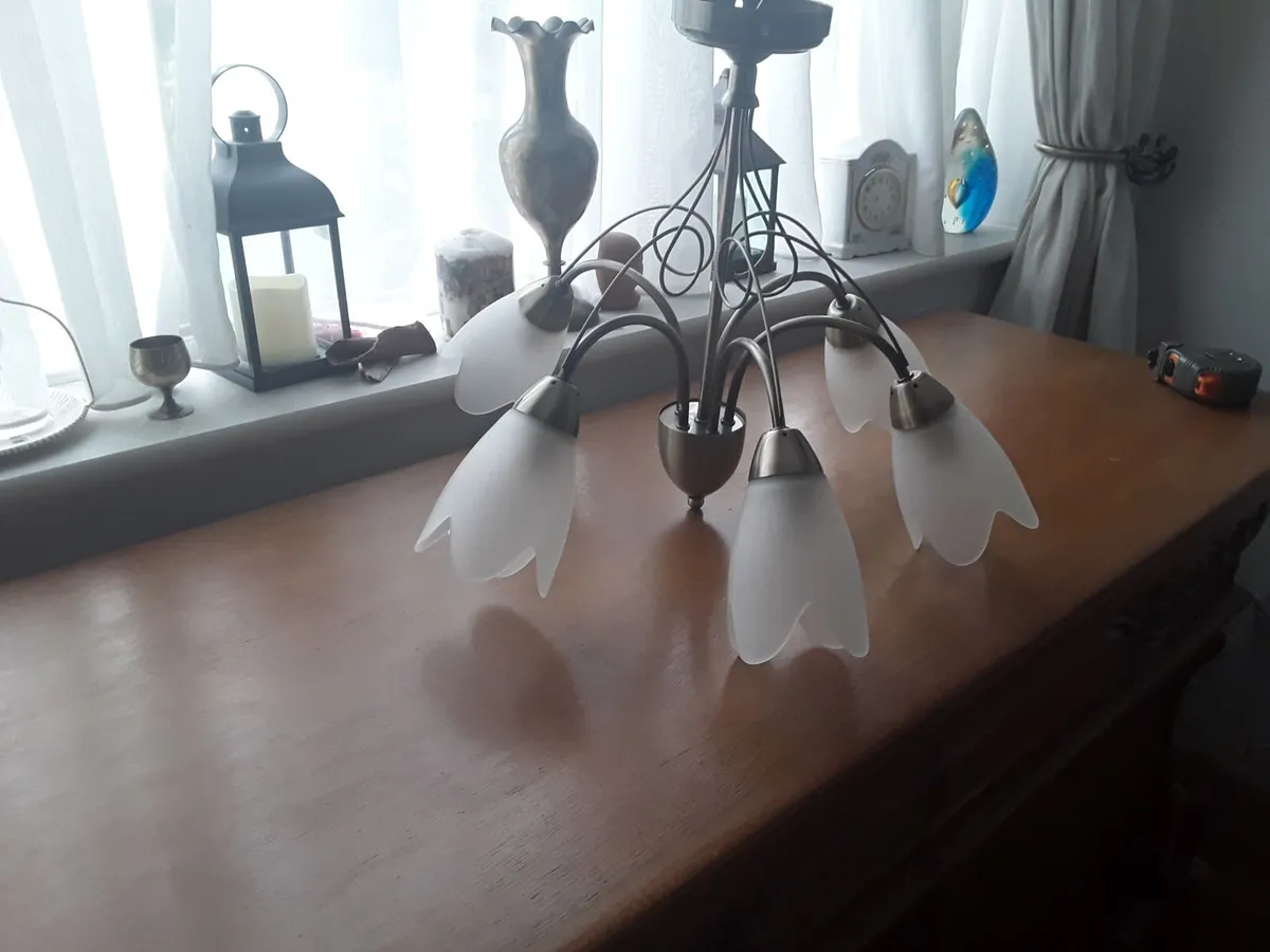 Lovely chandelier 5 glass shades - Image 2