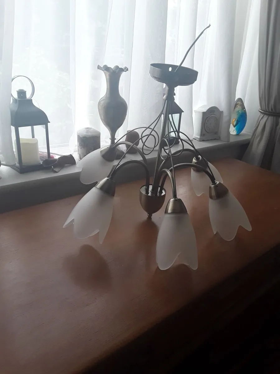 Lovely chandelier 5 glass shades - Image 3