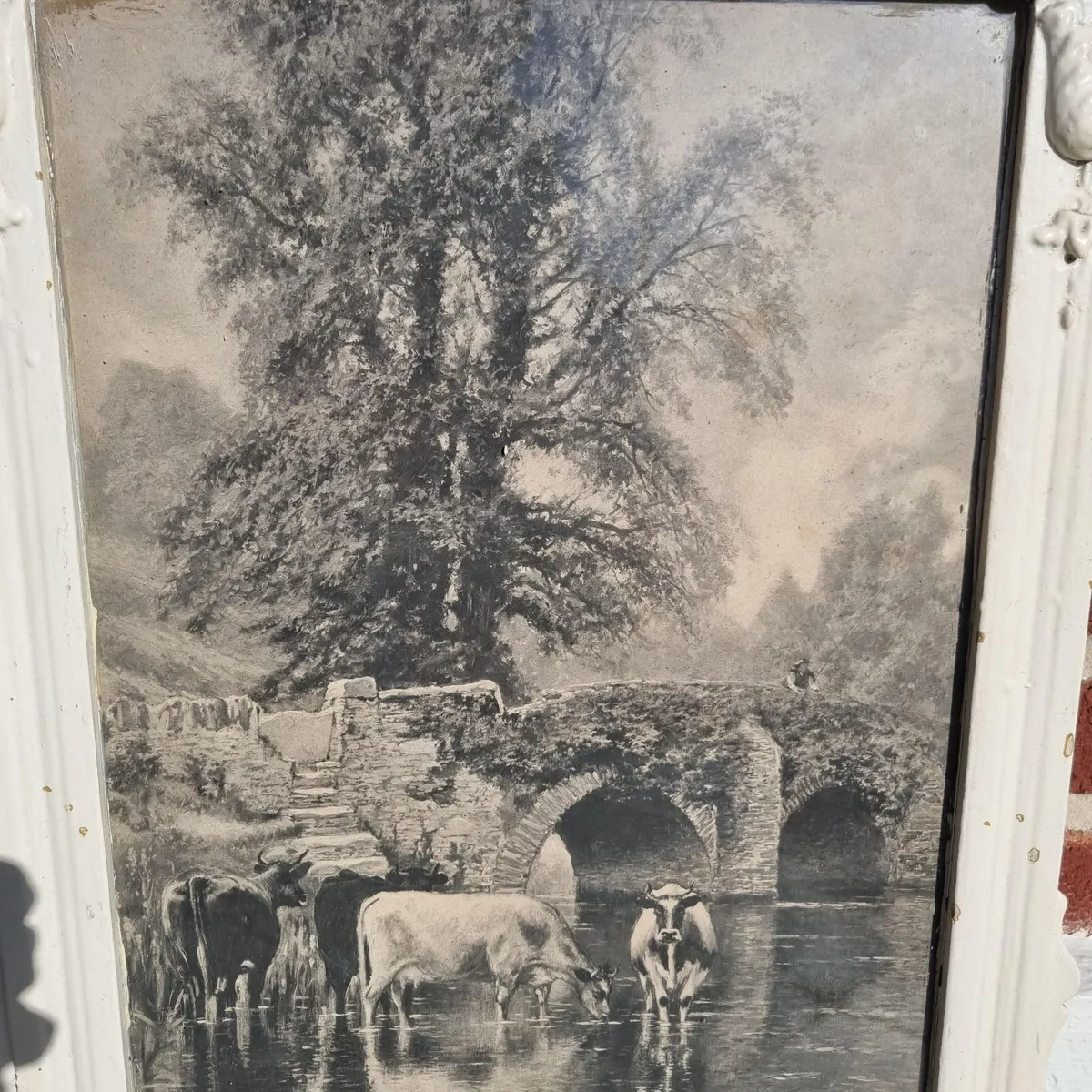 Vintage Edwardian 3-Panel Overmantel Mirror - Image 3