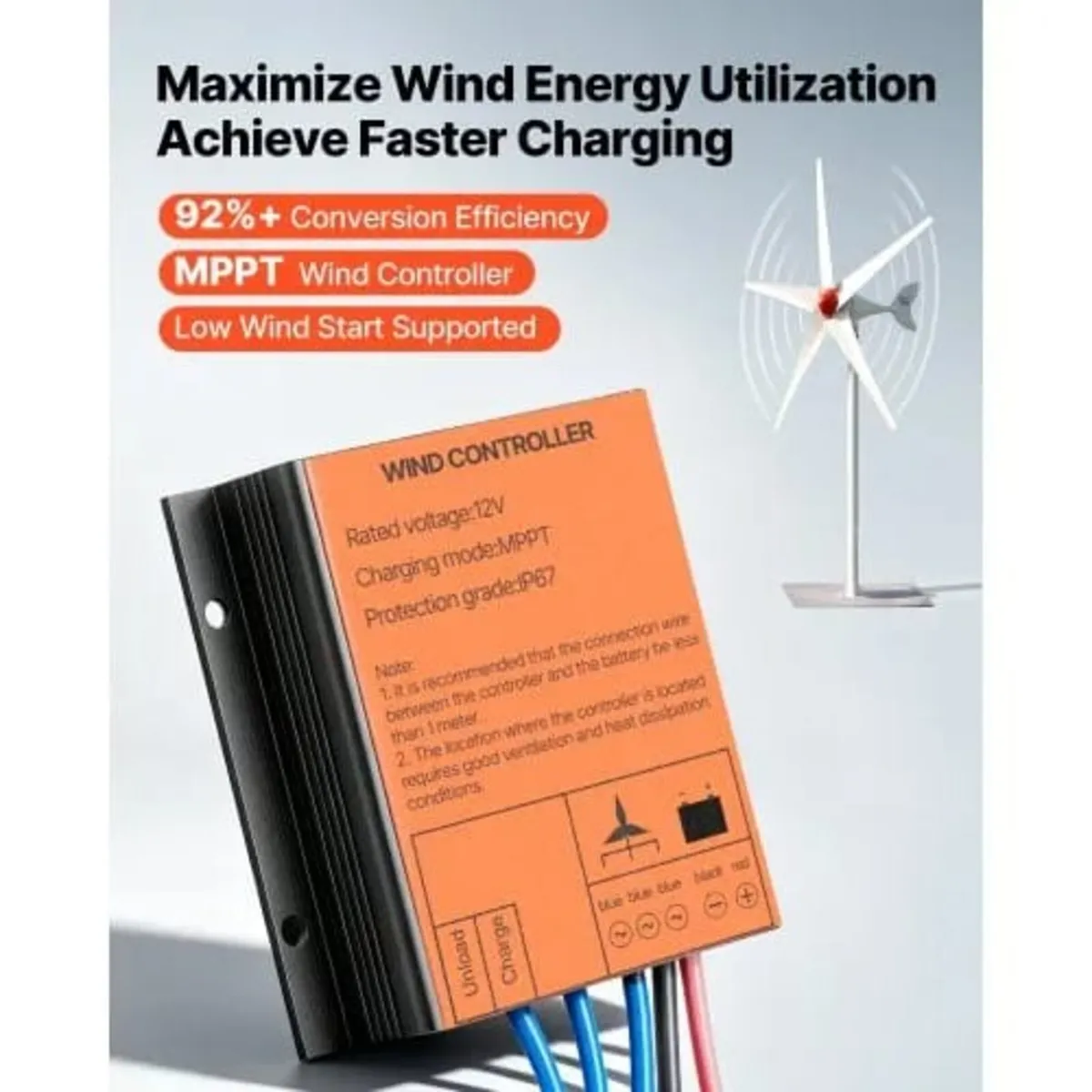 800W 12V Wind Turbine Generator, 5-Blade Wind Turb - Image 3