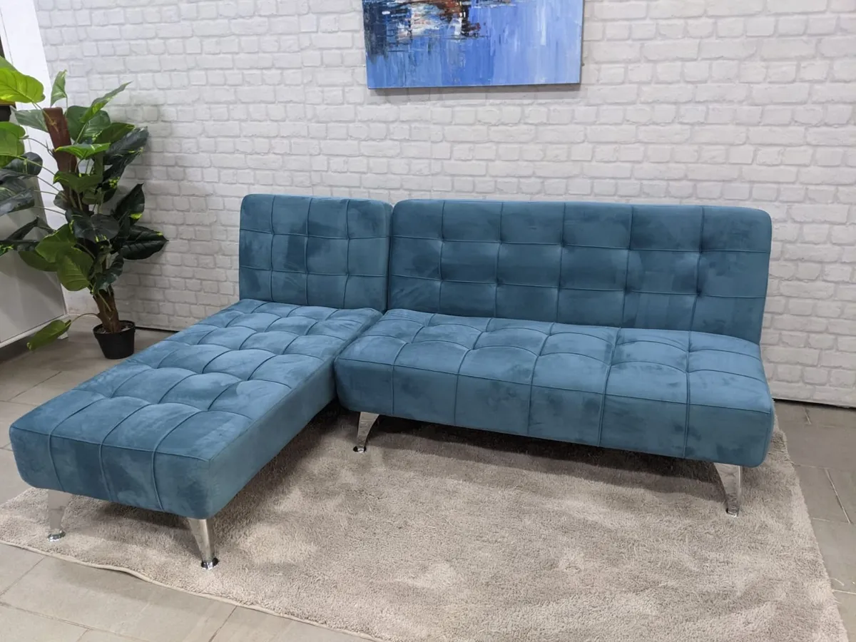 Blue Velvet Nordic Comfort Chaise Sofa, 198cm - Image 2