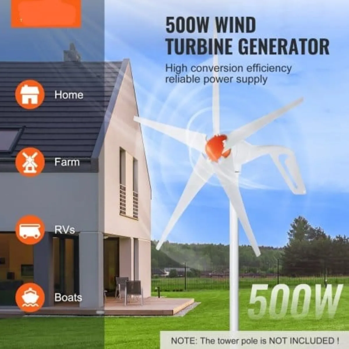500W Wind Turbine Generator, 12V Wind Turbine Kit, - Image 2