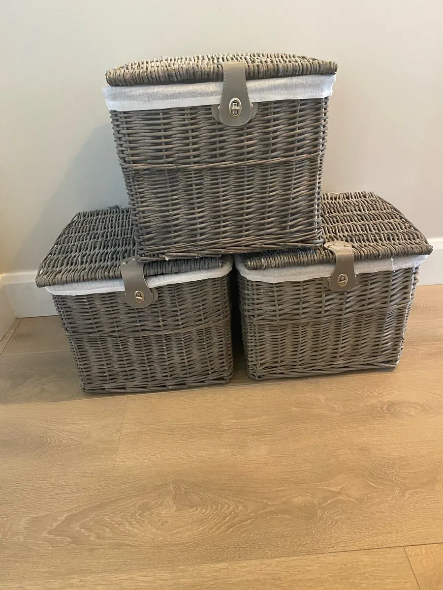 Lovely Grey wicker storage boxes - Image 1