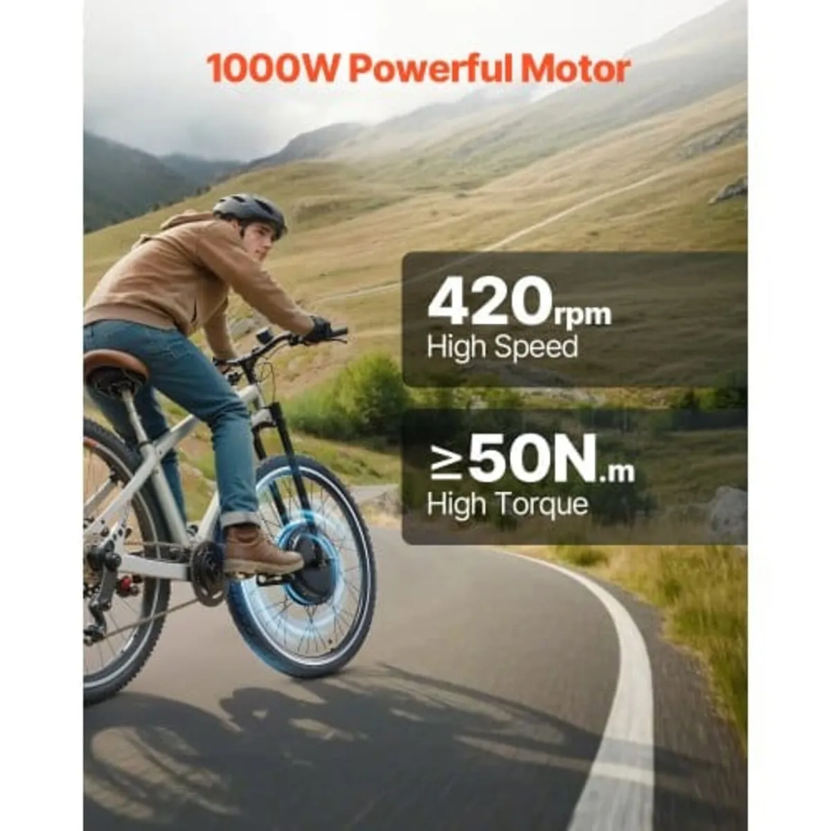 1000W Electric Bike Conversion Kit, 48V 420rpm 26" - Image 2