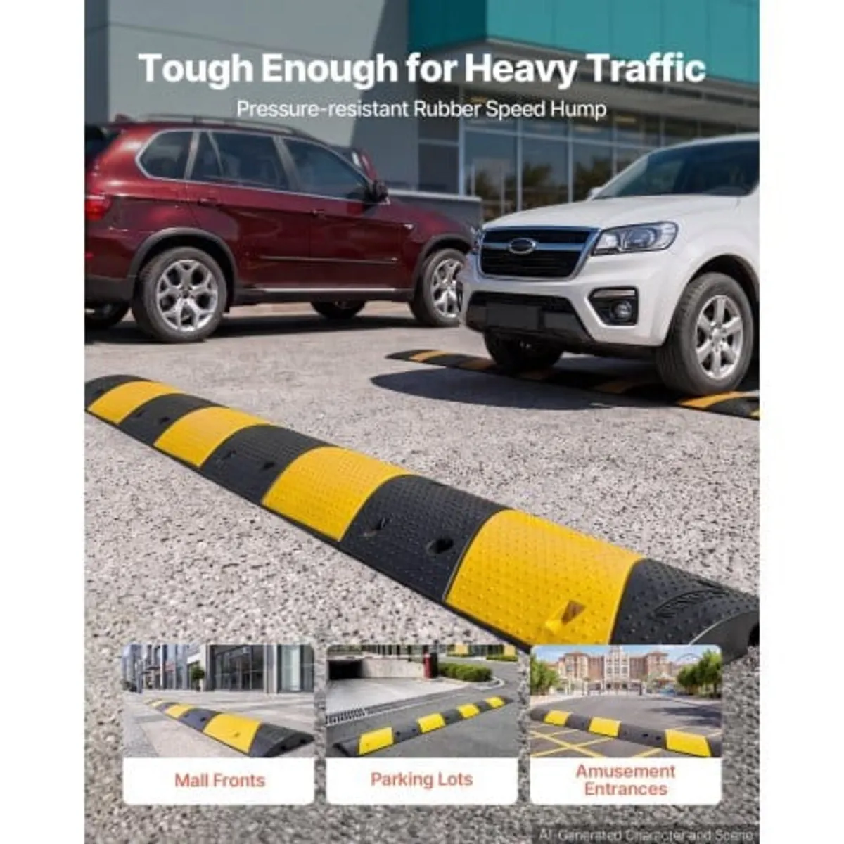 1000MM Rubber Speed Bump, 2 Pack, 2 Channel Heavy - Image 2
