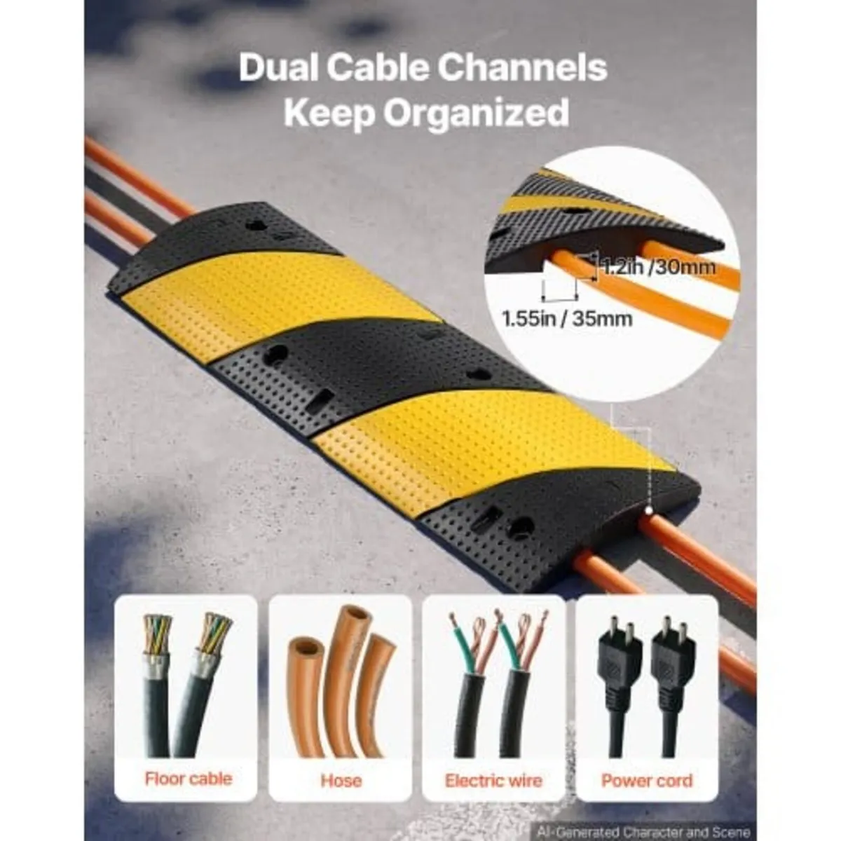 1000MM Rubber Speed Bump, 2 Pack, 2 Channel Heavy - Image 4