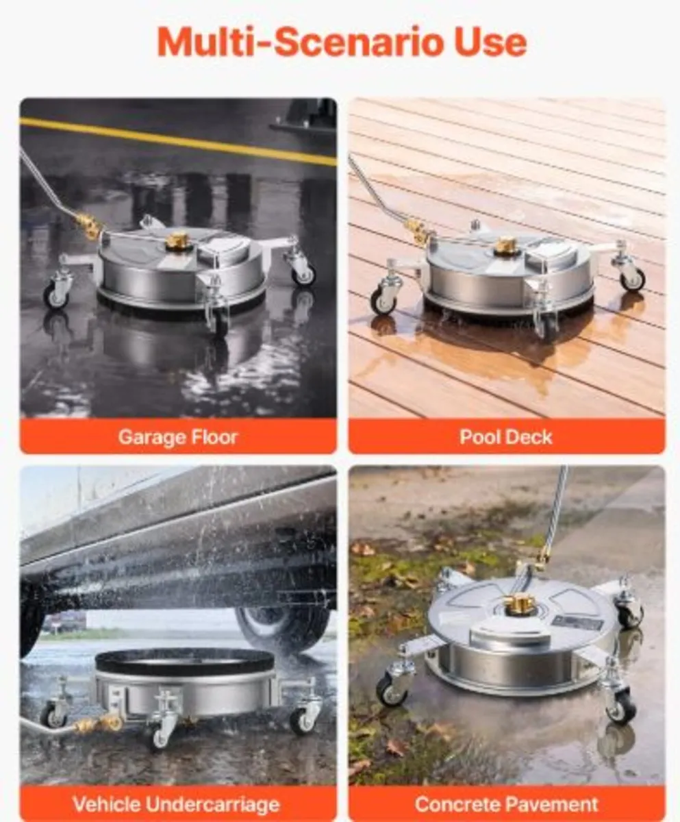 33 cm Pressure Washer Surface Cleaner with Wheels - Image 4