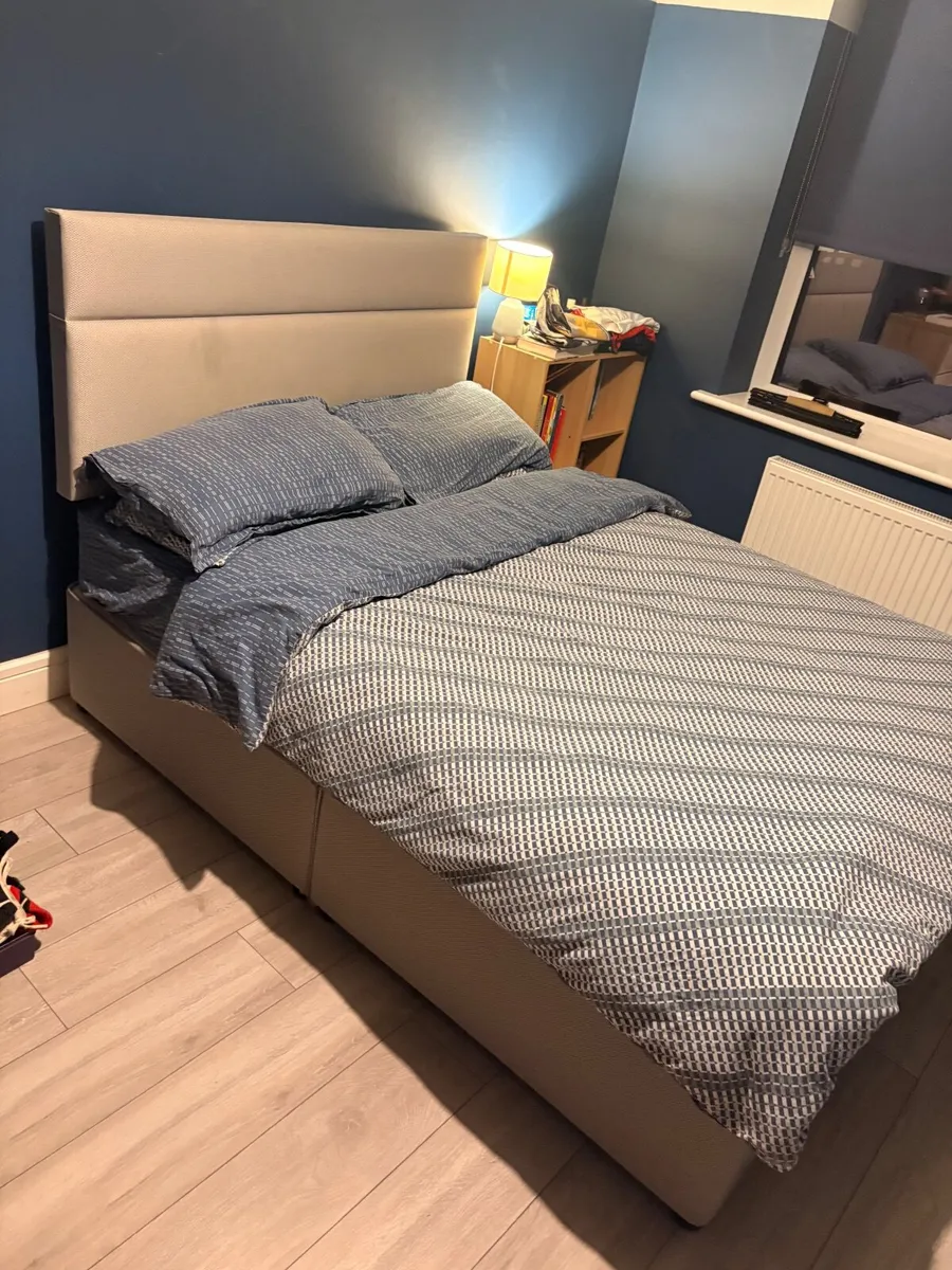Grey fabric double bed frame (divane base) - Image 1