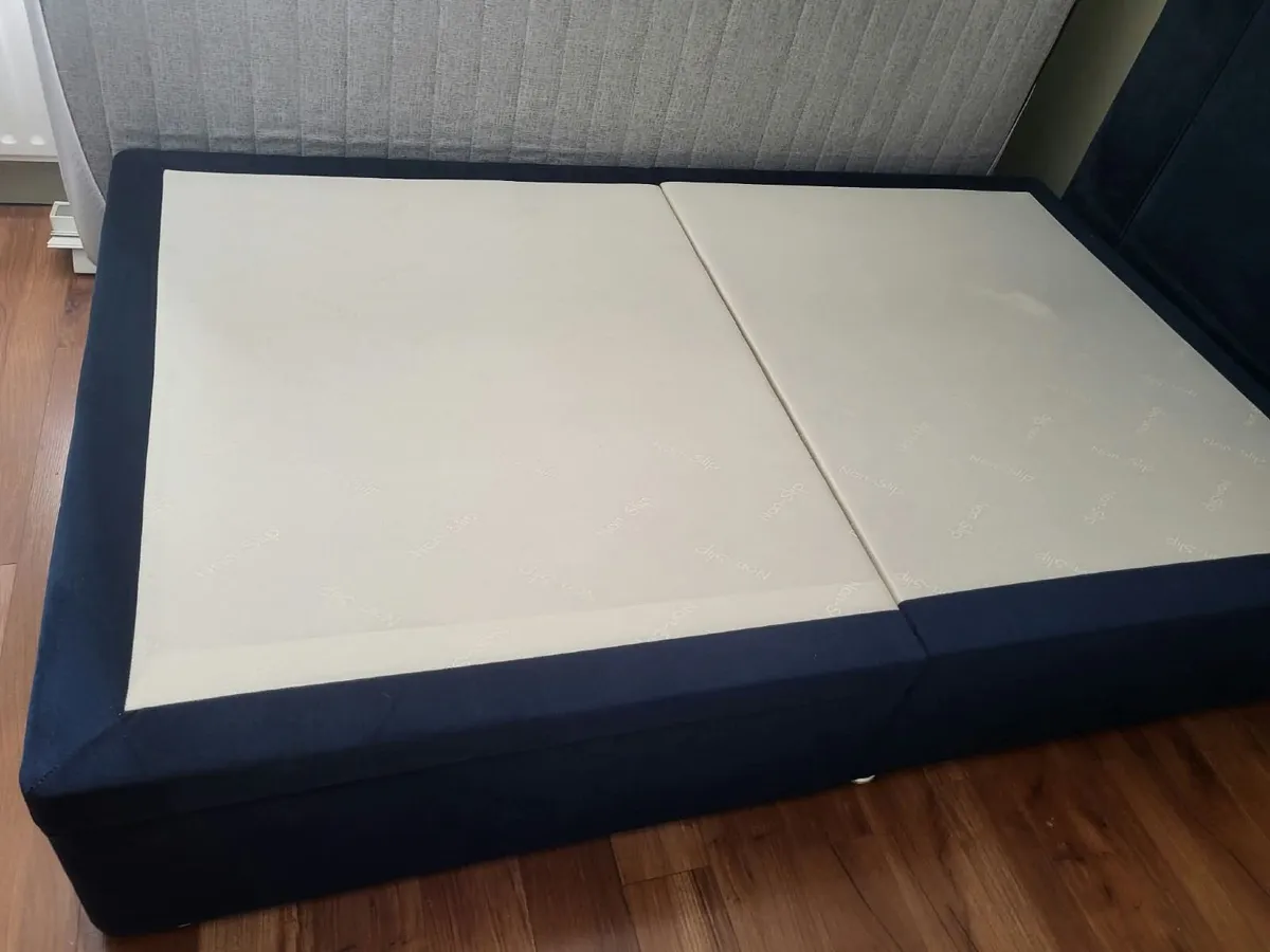 Small Double Ottoman Bed – Navy Upholstered - Image 4