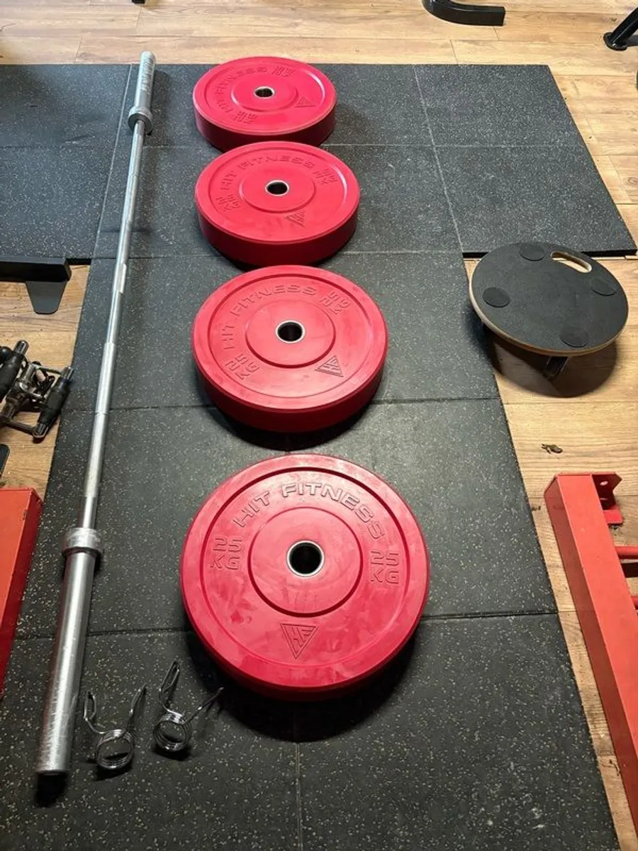 20kg Olympic Barbell + 4 X 25kg Olympic Weights.