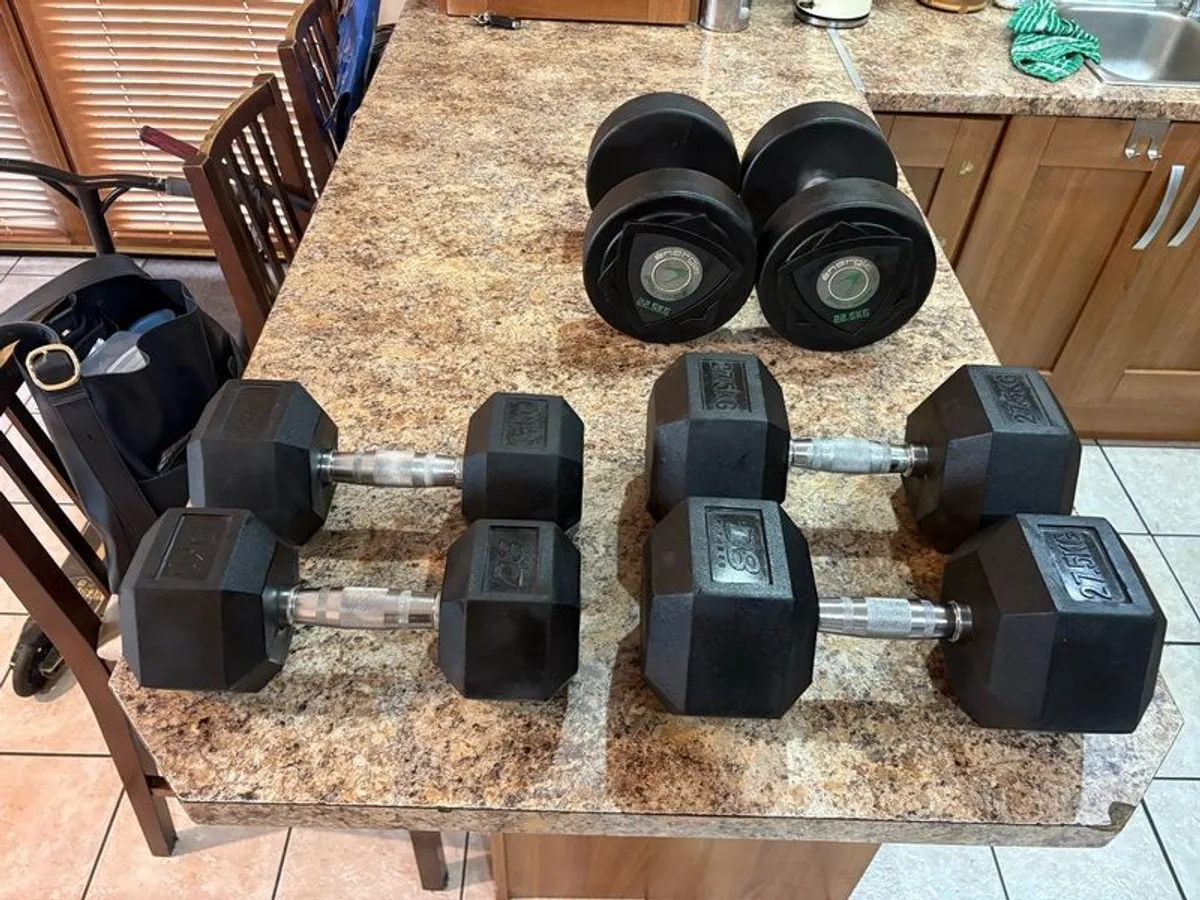 Rubber Hex / Round Dumbbells , Cheap! - Image 1