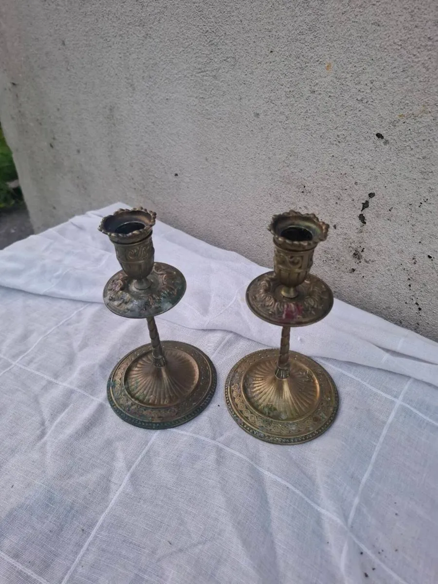 Pair of brass candles holder postage possible - Image 2