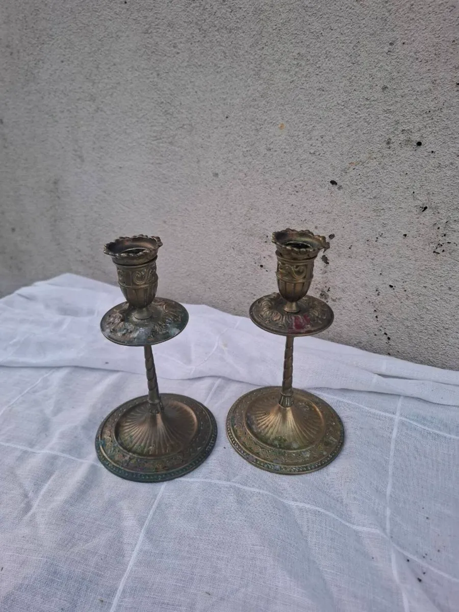 Pair of brass candles holder postage possible - Image 1