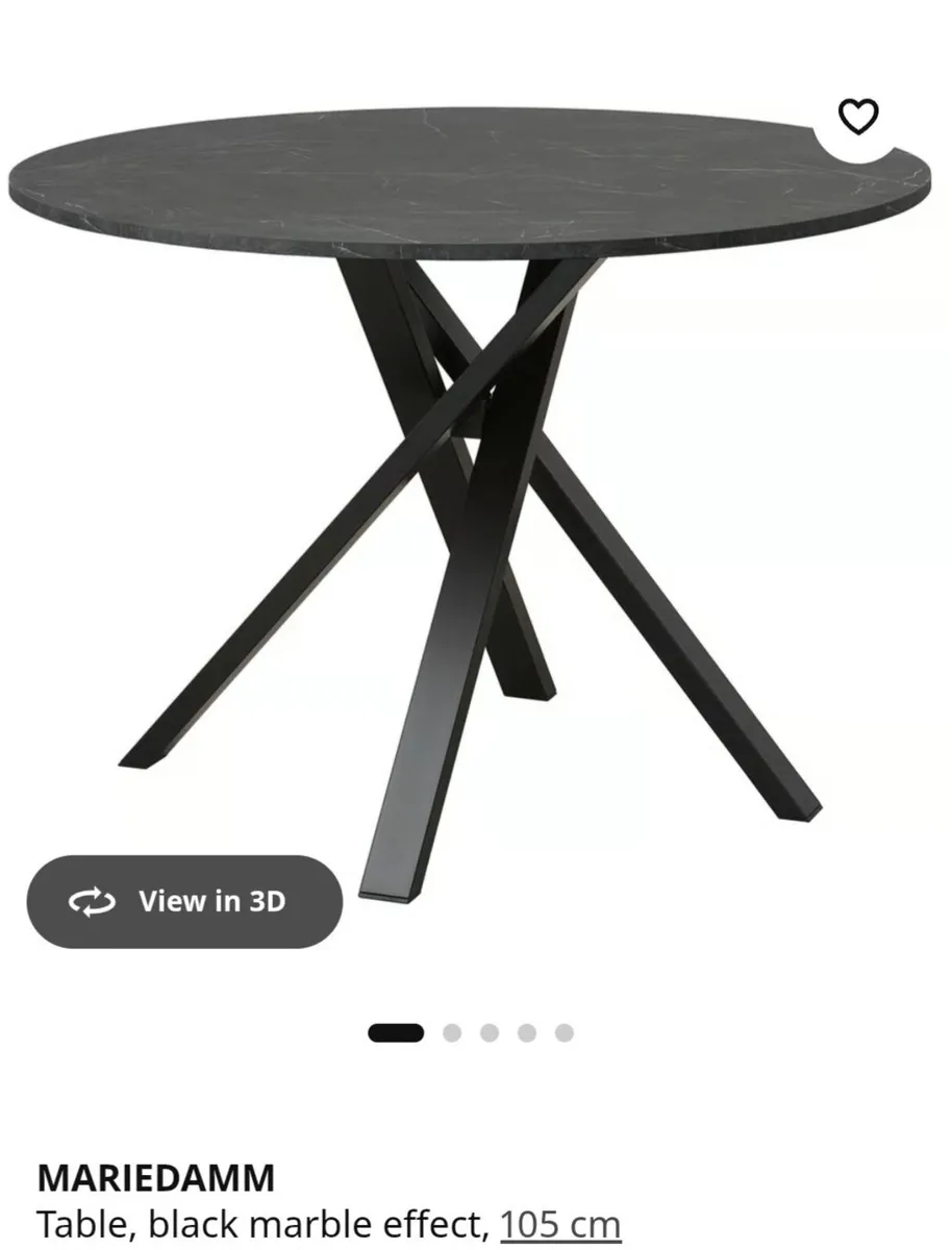 MARIEDAMM Table, black marble effect, 105 cm - Image 1