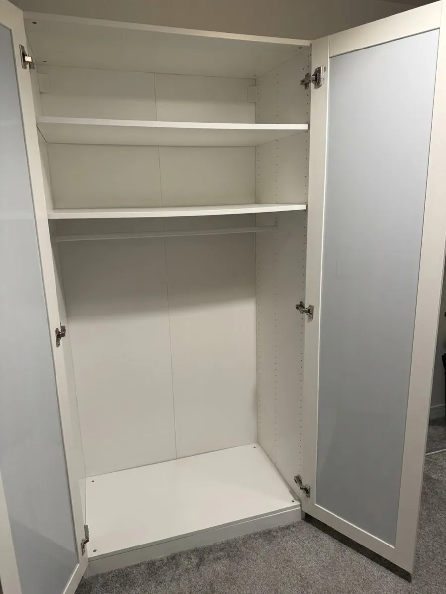 Ikea Pax wardrobe - white with mirrored doors - Image 2