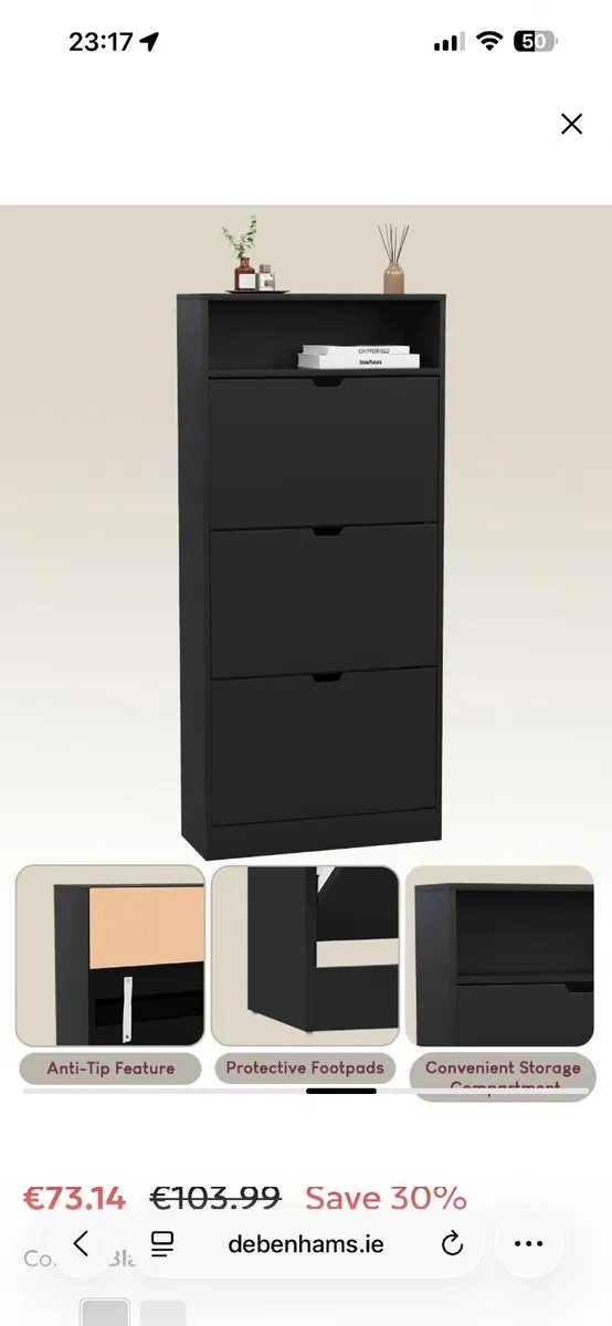 New: Debenhams Designs 3 Drawer Shoe Cabinet - Image 2