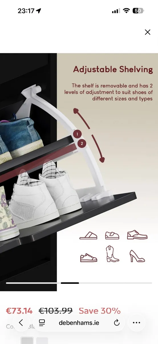 New: Debenhams Designs 3 Drawer Shoe Cabinet - Image 3