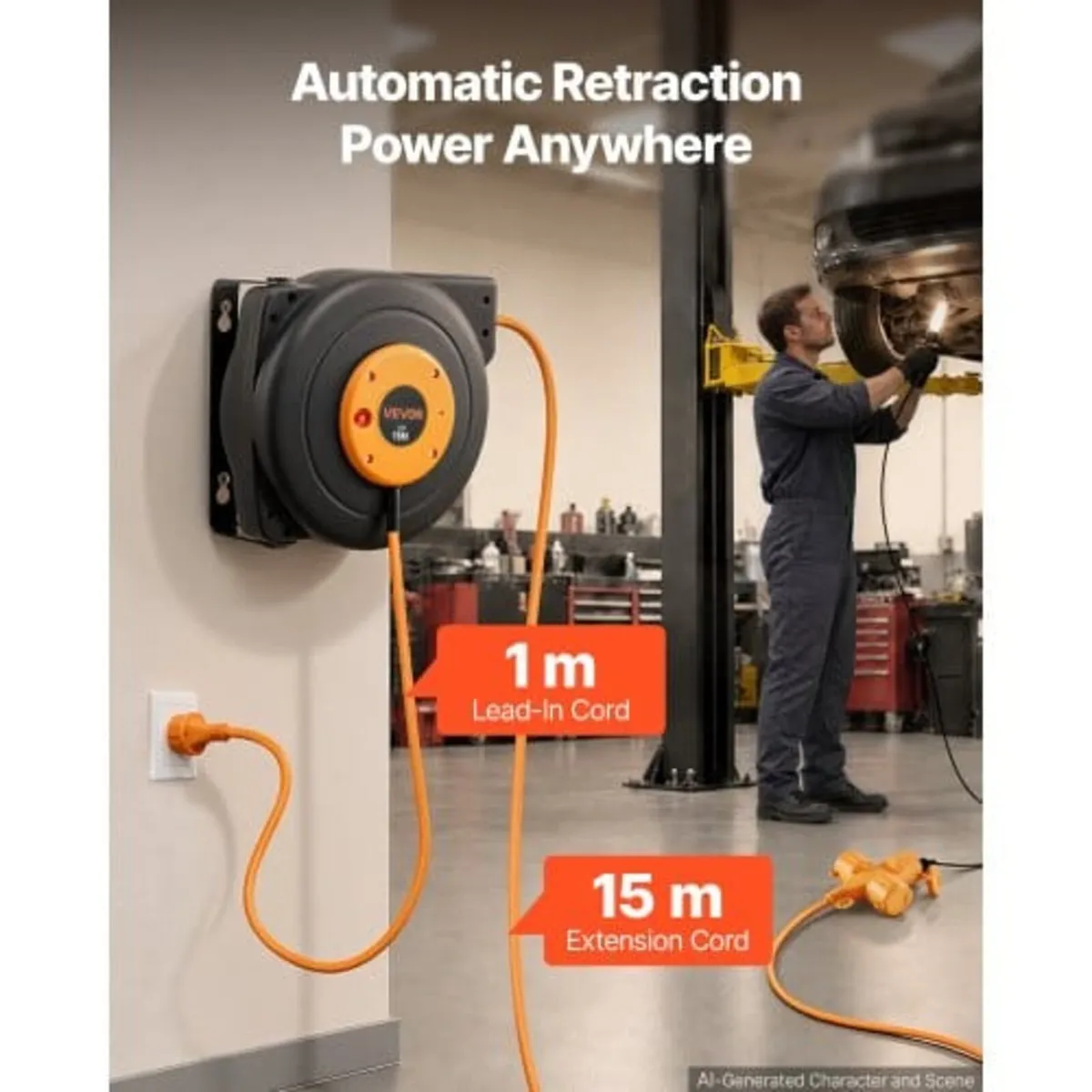 Retractable Extension Cord Reel 15 M Heavy Duty 16 - Image 3