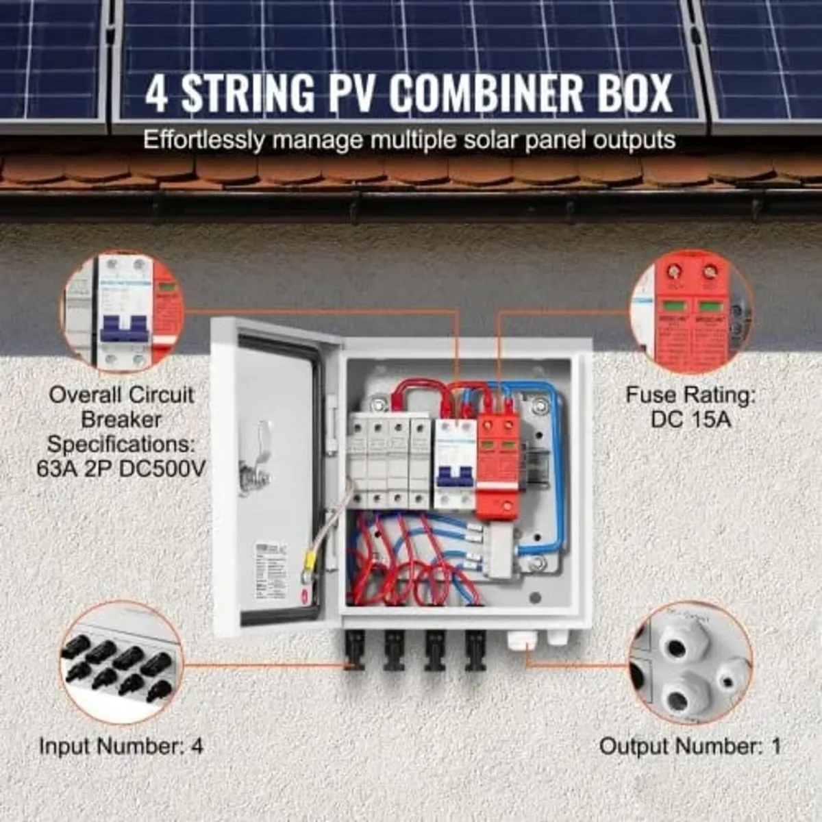 Combiner Box, 4 String, Solar Combiner Box with 15 - Image 2