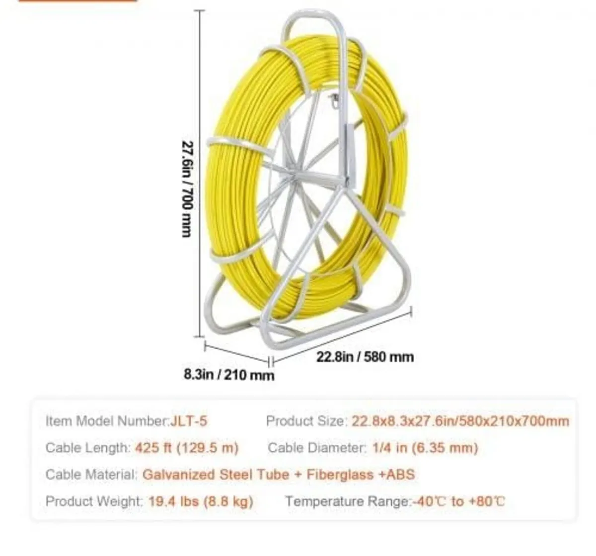 Fish Tape Fiberglass, 129.5 m, 6.4 mm, Duct Rodder - Image 4