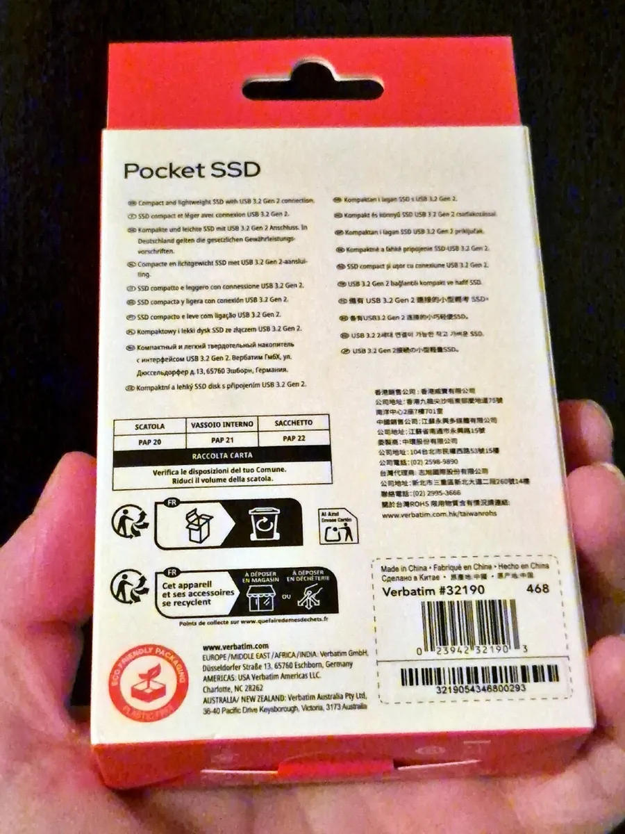 Verbatim Pocket SSD, 1TB, NEW - Image 3