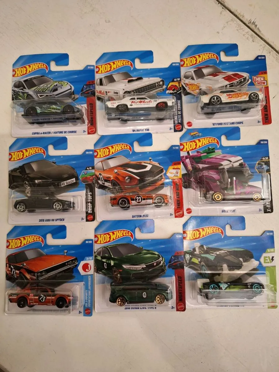Nine hot wheel cars