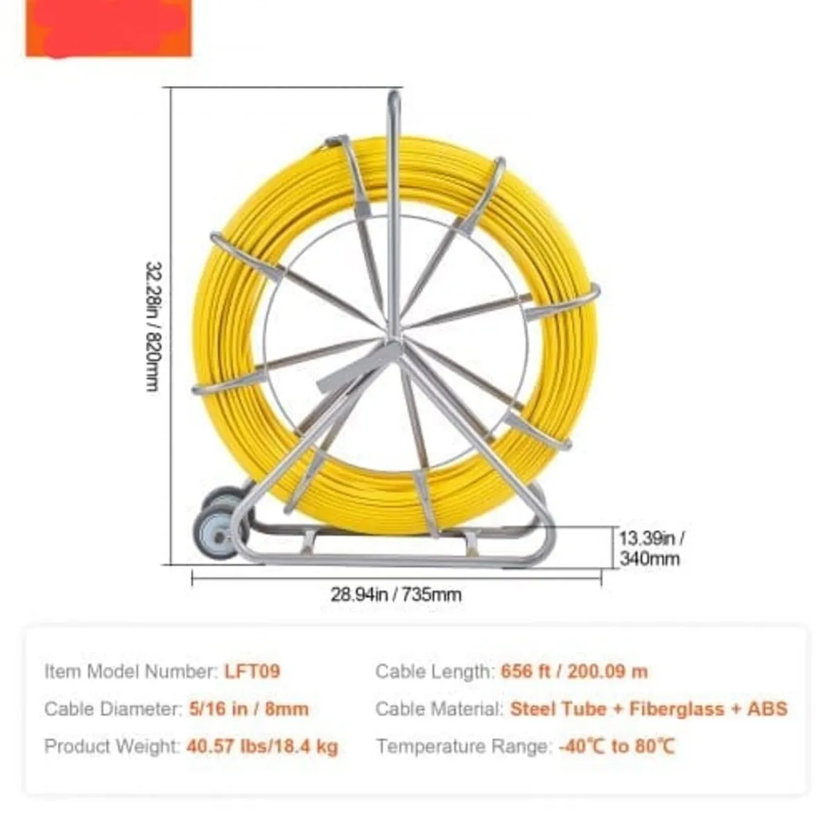 Fish Tape Puller Fiberglass 200mx7,9mm (656 ft 5/1 - Image 4
