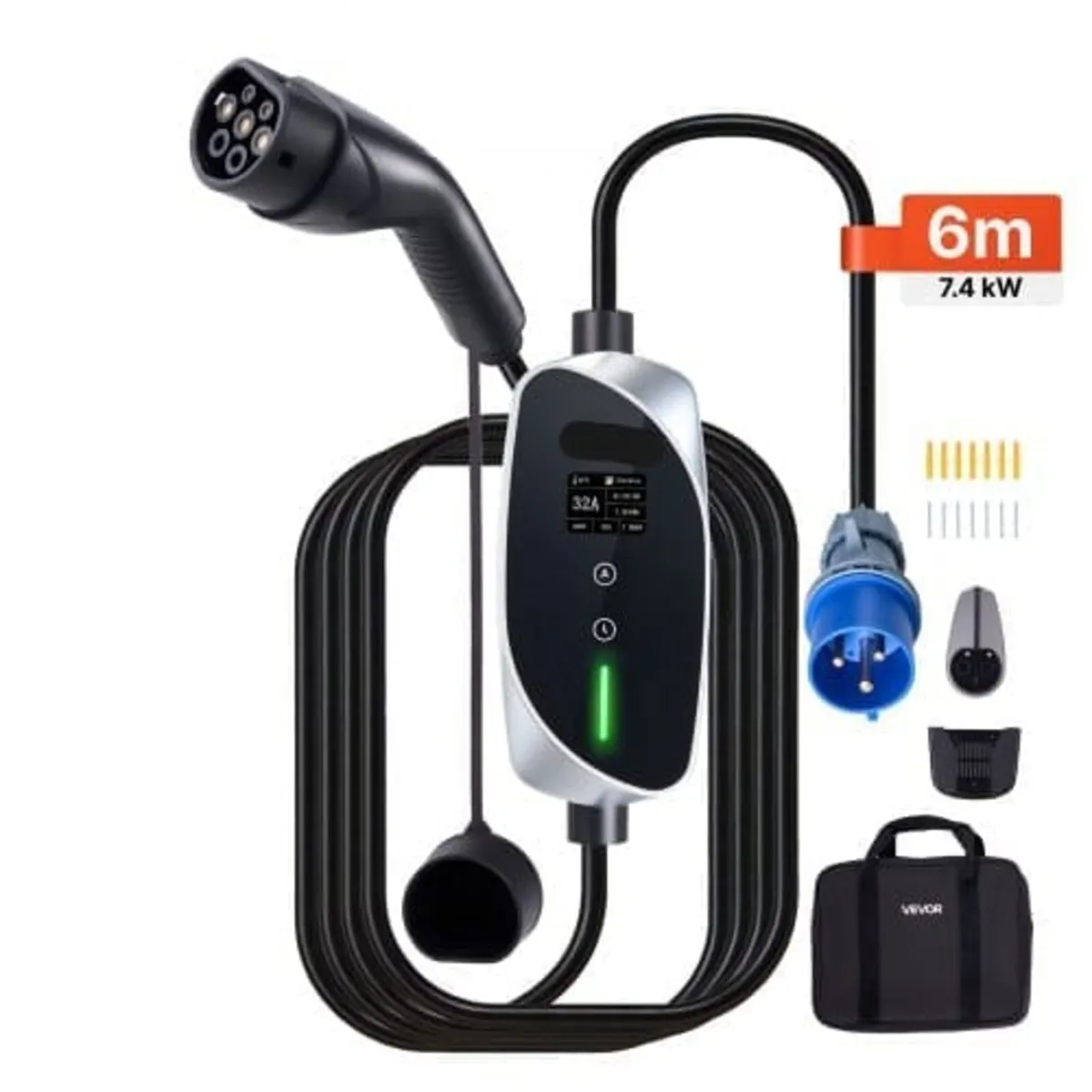 Mobile Wallbox, 7.4 kW 32A, Type 2 Portable EV Cha - Image 1