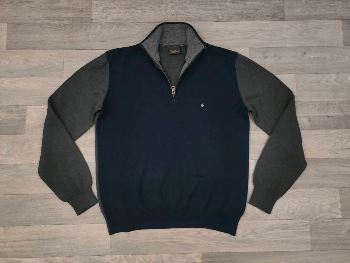 Oscar Jacobson Half Zip Golf Wool Jumper Mens M - Image 1