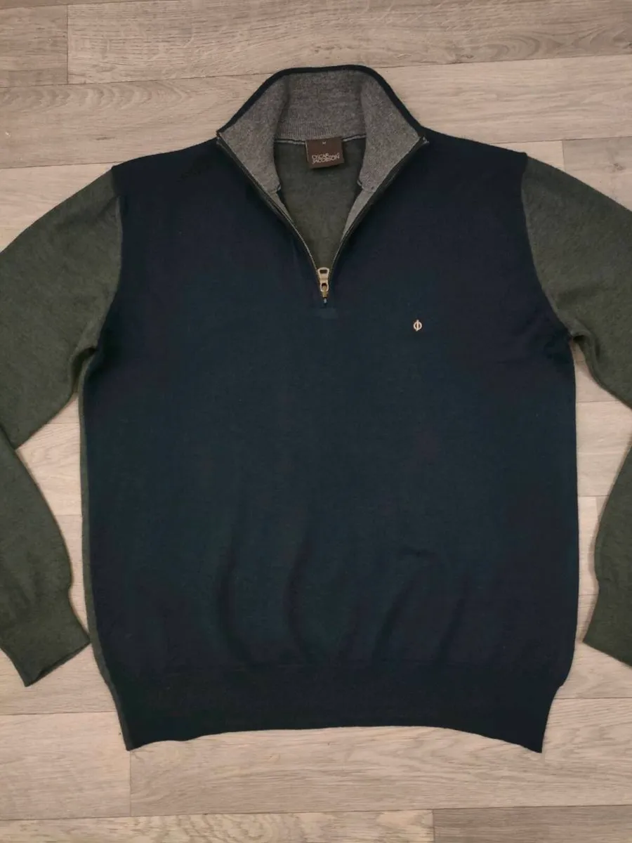 Oscar Jacobson Half Zip Golf Wool Jumper Mens M - Image 2