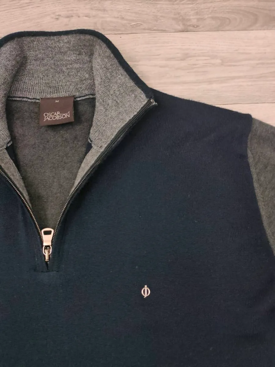 Oscar Jacobson Half Zip Golf Wool Jumper Mens M - Image 3