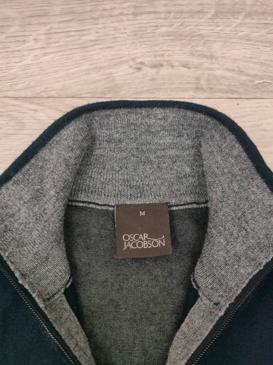 Oscar Jacobson Half Zip Golf Wool Jumper Mens M - Image 4