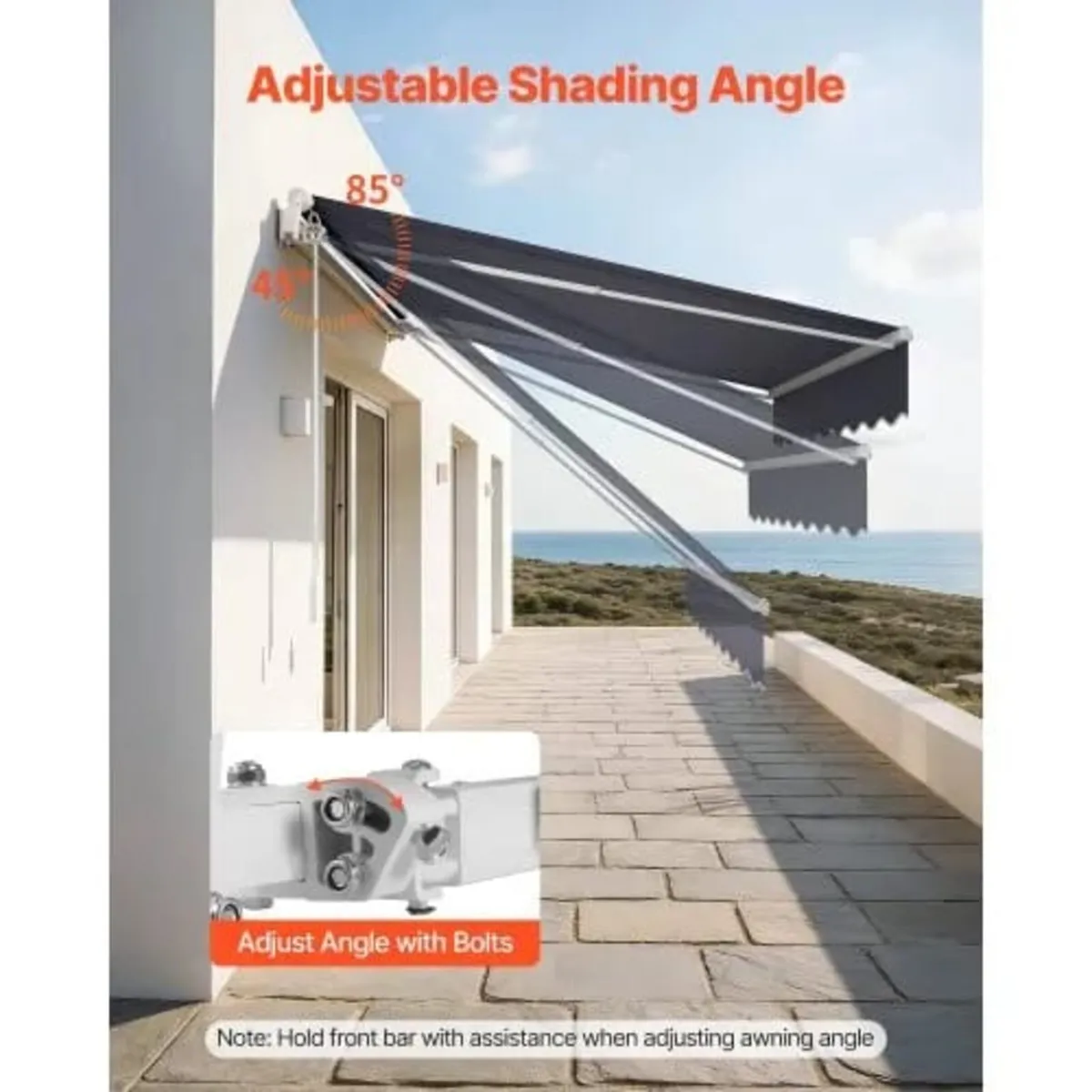 Manual Retractable Awning, 250 x 200 cm Outdoor Pa - Image 4