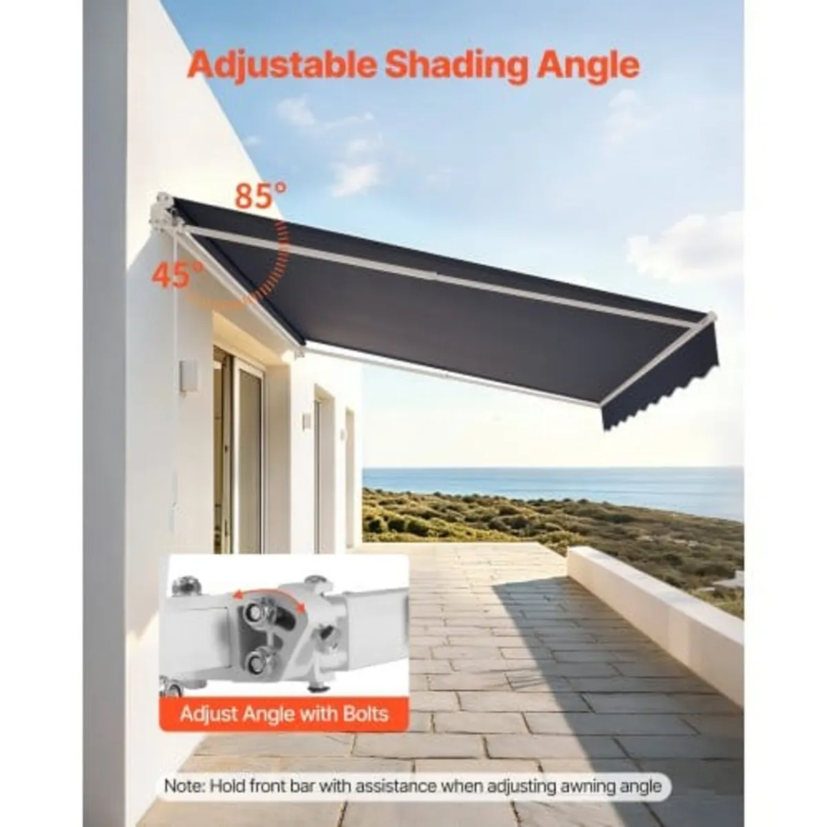 Manual Retractable Awning, 350 x 300 cm Outdoor Pa - Image 2