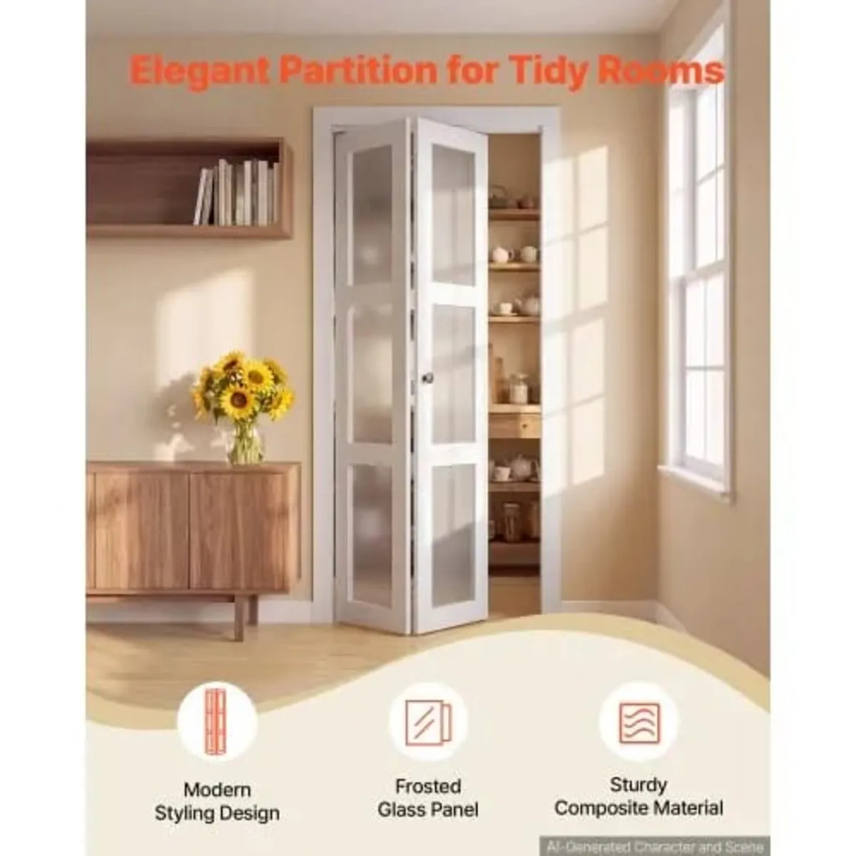 Bifold Closet Doors 2-Panel, 914 mm (Double 457 mm - Image 2