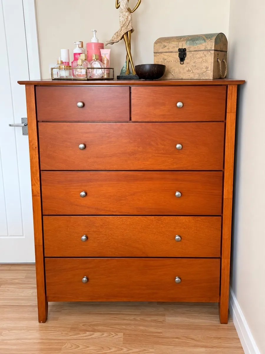 Solid Wooden Tallboy / Chest of Drawers - Image 1