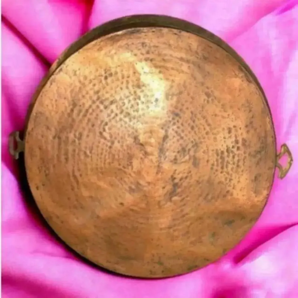 Large Vintage Copper Pan with Brass Handles - Image 1
