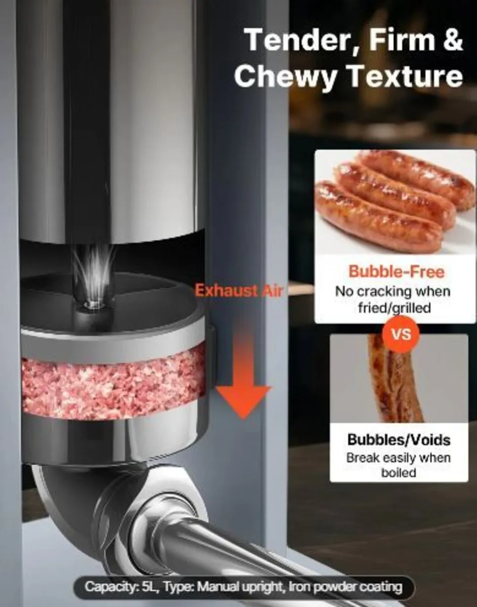 Manual Sausage Stuffer, 11 LBS / 5 L Vertical - Image 2