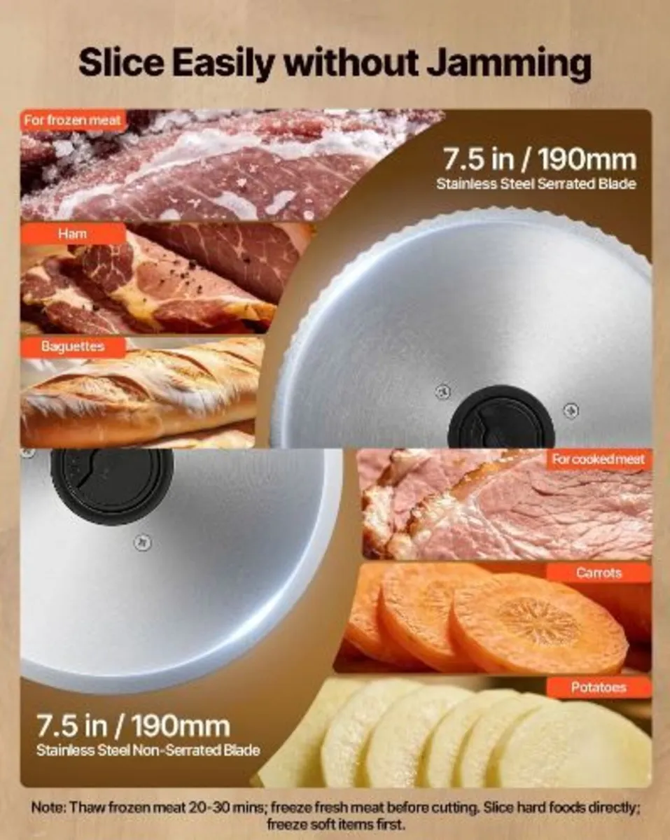 Meat Slicer, Electric Deli Slicer with Two 190mm - Image 3