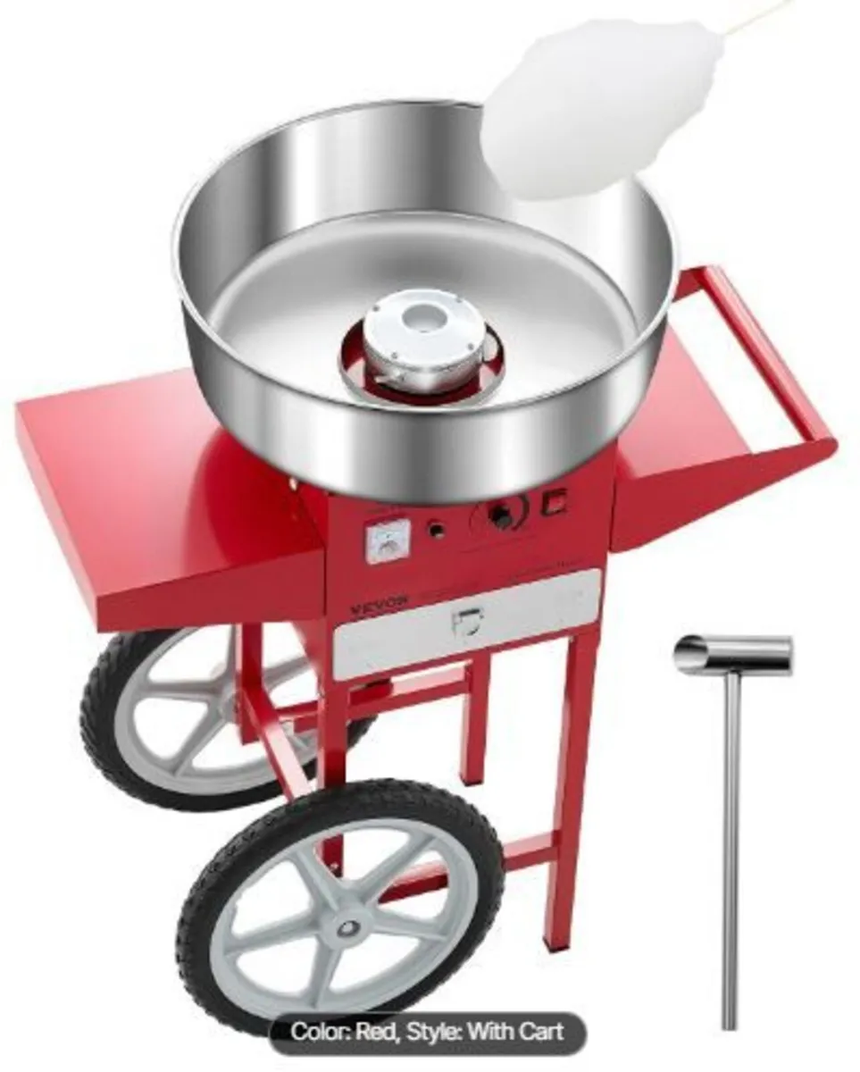 Electric Cotton Candy Machine with Cart, 1000W - Image 1