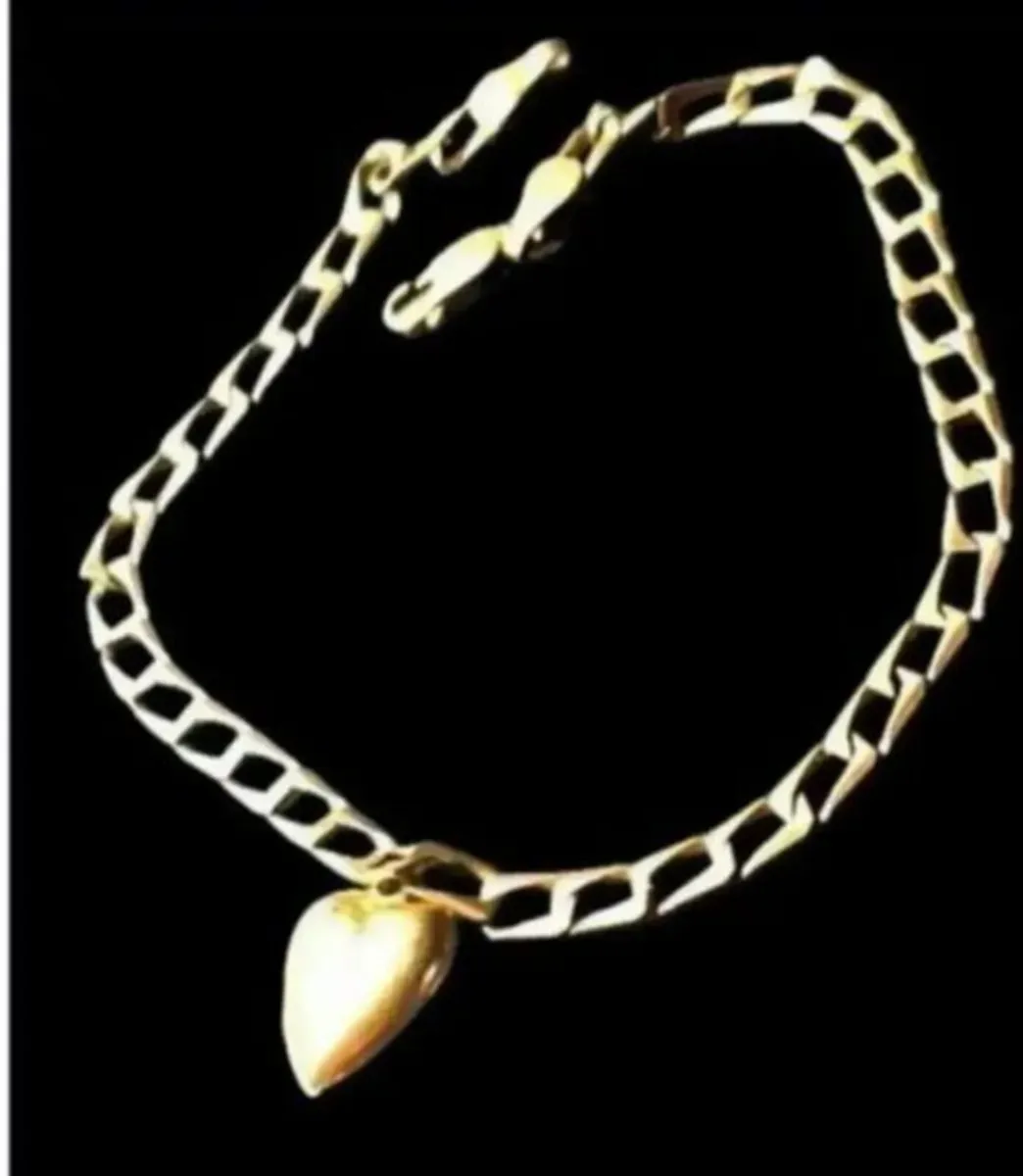 Vintage 9ct & 14ct Heart Charm Bracelet - Image 1